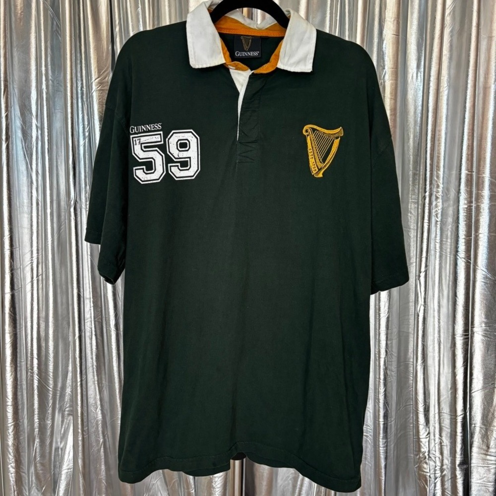 Guinness Green Short Sleeve Rugby Polo Shirt
